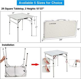 img 1 attached to 🏕️ Portable Adjustable Height Folding Camping Table by REDCAMP: Lightweight Aluminum Table for Outdoor Picnic Cooking - White 2/3/4 Foot