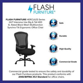 img 1 attached to 🪑 Flash Furniture HERCULES Series 24/7 Intensive Use Big & Tall 400 lb. Rated Black Mesh Multifunction Synchro-Tilt Ergonomic Office Chair: Unmatched Comfort and Durability for Heavy-Duty Workspaces