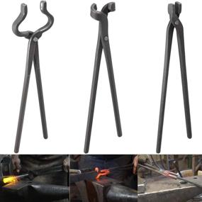 img 4 attached to 🔪 3-Piece Knife Making Tongs Set: Premium Bladesmith Blacksmith Forge Tools - Vise, Anvil Hammer Included