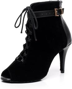 img 4 attached to 👠 Women's Minishion Ankle Latin Ballroom Dance Boots - High-Quality Dance Shoes