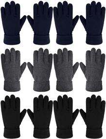 img 4 attached to Pairs Winter Fleece Gloves Finger Girls' Accessories
