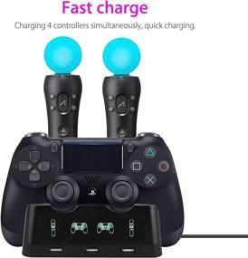 img 2 attached to YICHUMY 4 in 1 Desk Charger Dock Quad Charging Station: Power Up PS4 and PS Move Controllers at Once!