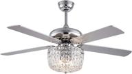 🏢 52-inch crystal ceiling fan light with 3-speed control, 5 premium wood blades, remote control – luxury fixture for home decor (silver) логотип