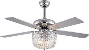 img 4 attached to 🏢 52-Inch Crystal Ceiling Fan Light with 3-Speed Control, 5 Premium Wood Blades, Remote Control – Luxury Fixture for Home Decor (Silver)