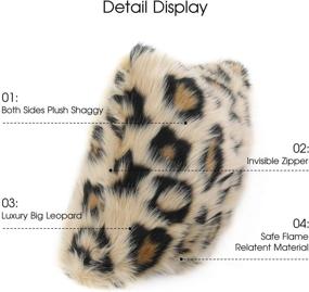 img 2 attached to 🐆 Plush Shaggy Leopard-Print Pillow Cover: Luxurious Faux Fur Decorative Case for Bedroom, Couch, Sofa - 18x18 inch