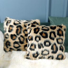 img 4 attached to 🐆 Plush Shaggy Leopard-Print Pillow Cover: Luxurious Faux Fur Decorative Case for Bedroom, Couch, Sofa - 18x18 inch