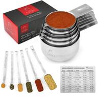 kitchen compliments 13-piece stainless steel measuring cups and spoons set - professional quality for liquid or dry ingredients - stackable for convenient storage logo