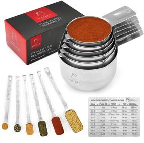 img 4 attached to Kitchen Compliments 13-Piece Stainless Steel Measuring Cups and Spoons Set - Professional Quality for Liquid or Dry Ingredients - Stackable for Convenient Storage