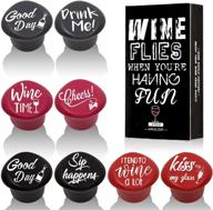 🍷 whaline 8 pack funny silicone wine stoppers - reusable wine accessories and gifts with hilarious sayings for wine and beer bottles логотип