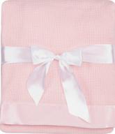 cozy pink thermal waffle weave baby blanket with satin nylon trim: a perfect choice for ultimate comfort logo