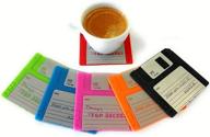 🎮 floppy disk coaster set - video game memorabilia for nerd office - pack of 6 decorative floppy disk coasters - unique computer geek gifts - perfect for geeks, nerds, and cool office gadgets - ideal presents for men - programmer mug party coasters logo