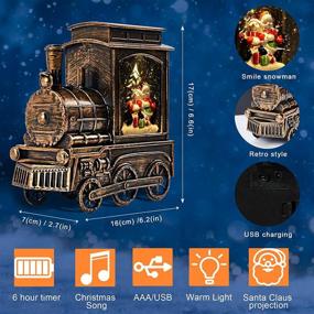 img 2 attached to 🎄 Immerse in the Joy of Christmas with Snow Globes and Music: 8 Festive Songs, Swirling Projector Lights, Decorative Lanterns - Battery & USB Powered