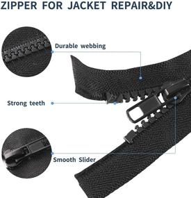 img 2 attached to 🔍 High-quality 2PCS #5 31 Inch Separating Jacket Zippers for Sewing Coats & Jackets - Black Molded Plastic Zippers Bulk Purchase