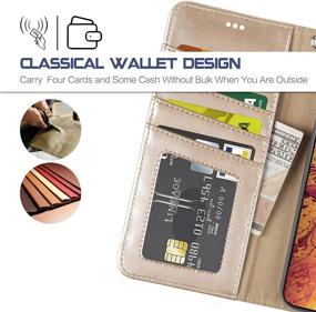 img 1 attached to 📱 Arae Wallet Case for iPhone Xs Max - PU Leather Flip Case Cover with Stand Feature, Wrist Strap, and 4-Slots for ID/Credit Cards - Light Champagne Gold