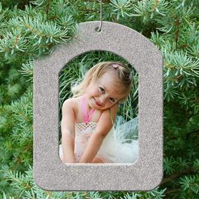 img 3 attached to 6-Pack of Original Mini Glitter Photo Christmas Ornaments - Magnetic Easy-Load Picture Frame Ornament for Vertical Display, Silver, Includes Photo Protectors and Hanging Hooks