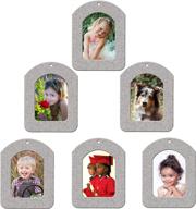 6-pack of original mini glitter photo christmas ornaments - magnetic easy-load picture frame ornament for vertical display, silver, includes photo protectors and hanging hooks логотип