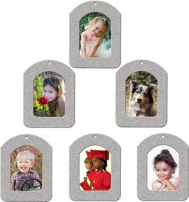 img 4 attached to 6-Pack of Original Mini Glitter Photo Christmas Ornaments - Magnetic Easy-Load Picture Frame Ornament for Vertical Display, Silver, Includes Photo Protectors and Hanging Hooks