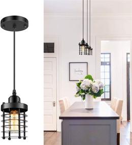 img 2 attached to 💡 Vintage Industrial Pendant Lighting: 3-Pack Mini Ceiling Hanging Lamps for Kitchen Island, Dining Room, & More - Adjustable Retro Style in Black Finish with E26 Base