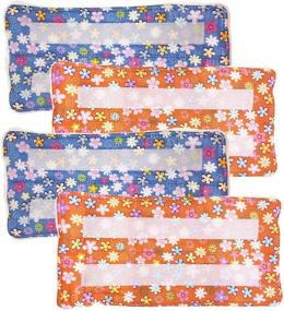 img 3 attached to 🧹 Washable Cotton Eco-Friendly Refill Mop Pads for Swiffer Wet Jet - Blue & Orange Flower (4-pack)