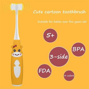 img 3 attached to 🦷 U31 Kids Electric Toothbrush with Timer and Silicone Triple Bristles, Includes 3 Brush Heads - Sonic Toddler Toothbrush for Effective Cleaning