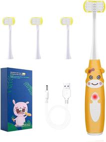 img 4 attached to 🦷 U31 Kids Electric Toothbrush with Timer and Silicone Triple Bristles, Includes 3 Brush Heads - Sonic Toddler Toothbrush for Effective Cleaning