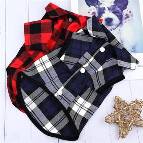 img 1 attached to ADXCO 5 Pieces Dog Plaid Polo Shirt: Stylish 🐶 Classical Pet Clothes for Little Puppies, Multi Colors, All Seasons