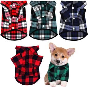 img 4 attached to ADXCO 5 Pieces Dog Plaid Polo Shirt: Stylish 🐶 Classical Pet Clothes for Little Puppies, Multi Colors, All Seasons