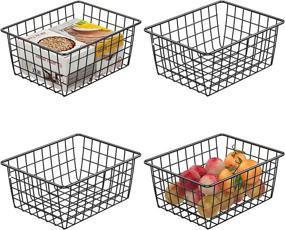 img 4 attached to Small Wire Baskets, Cambond 4 Pack Durable Metal Storage Basket, Pantry Organizer Bin for Kitchen Cabinets, Pantry, Bathroom, Countertop, Closets (Black)
