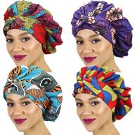 satin hair bonnet for women: large soft sleep cap with african print headscarf – ideal for long curly hair, head wrap, silk sleeping bonnet logo