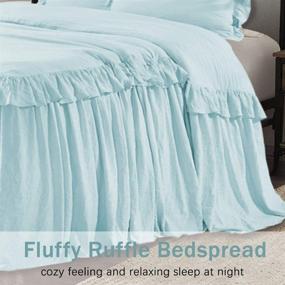 img 2 attached to 🛏️ Bedream Aqua Ruffle Skirt Bedspread, Queen Size 3 Piece Set - Hand-Stitched 30 Inches - Shrinkage & Fade Resistant - 100% Cotton-Feel Microfiber Coverlet - Breathable Bedding Set (C3)