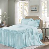 🛏️ bedream aqua ruffle skirt bedspread, queen size 3 piece set - hand-stitched 30 inches - shrinkage & fade resistant - 100% cotton-feel microfiber coverlet - breathable bedding set (c3) logo