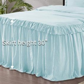 img 1 attached to 🛏️ Bedream Aqua Ruffle Skirt Bedspread, Queen Size 3 Piece Set - Hand-Stitched 30 Inches - Shrinkage & Fade Resistant - 100% Cotton-Feel Microfiber Coverlet - Breathable Bedding Set (C3)