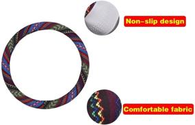img 3 attached to Stylish & Anti-Slip Ethnic Flax Cloth Steering Wheel Cover - Universally Fit Cars, SUVs, Vans