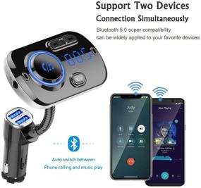 img 1 attached to 🚗 Wireless Bluetooth 5.0 FM Transmitter for Car - Hands-Free Dual USB Ports with QC3.0, SIRI/Google Voice Assistant Support, AUX Input/TF Card/USB Drive MP3 Player - FM Radio Adapter Car Kit