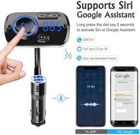 img 2 attached to 🚗 Wireless Bluetooth 5.0 FM Transmitter for Car - Hands-Free Dual USB Ports with QC3.0, SIRI/Google Voice Assistant Support, AUX Input/TF Card/USB Drive MP3 Player - FM Radio Adapter Car Kit