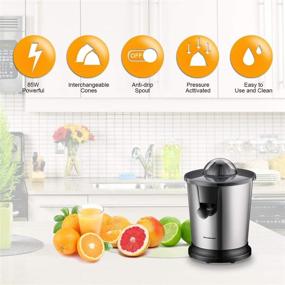 img 3 attached to 🍊 Homeleader Stainless Steel Electric Citrus Juicer - Powerful Motor, Two Cones, Ideal for Grapefruits, Oranges, and Lemons - Black