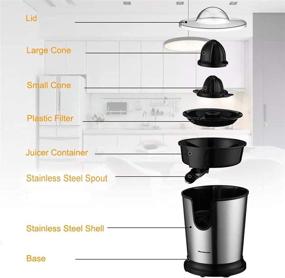 img 2 attached to 🍊 Homeleader Stainless Steel Electric Citrus Juicer - Powerful Motor, Two Cones, Ideal for Grapefruits, Oranges, and Lemons - Black