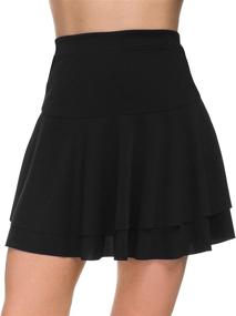 img 2 attached to Flared Pleated Skater Skirt with Stretch Waist - Afibi Casual Mini