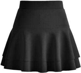 img 4 attached to Flared Pleated Skater Skirt with Stretch Waist - Afibi Casual Mini