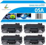 premium true image compatible toner replacement (black, 4-pack) for hp 05a ce505a - compatible with hp laserjet p2035, p2035n, p2055dn, p2055d, p2055x, p2030, p2050 logo