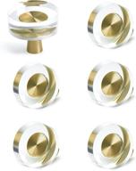 🔶 6 pack glass crystal knobs: elegant brass drawer pulls for dresser & kitchen cabinets - gold furniture hardware (round) логотип