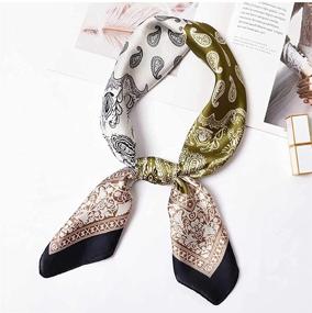 img 1 attached to Chic Square Handkerchief Fashion Headscarf: Women's Trendy Scarves & Wraps