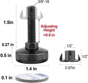 img 3 attached to 🪑 Heavy Duty Furniture Levelers - Adjustable Leg Leveling Feet for Cabinets, Sofa Tables, Chairs Raiser, Supports 1320LBs - T-Nut Kit 3/8”-16 Thread, Large Base - 4 Pack, Black