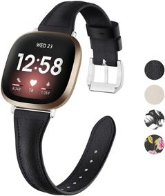 img 4 attached to 👨 Замена кожаного браслета Tensea: стильный ремешок Fitbit Versa 3/Sense черного цвета для женщин и мужчин