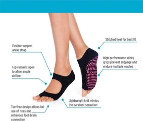 img 2 attached to 🧦 Women's Non Slip Yoga Pilates Socks - Pack of 3, Toeless Non Skid Sticky Grip Sock - Ideal for Pilates, Barre, Ballet