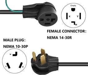 img 2 attached to 🔌 Eversimpleinc 1.5FT 4 Prong to 3 Prong Dryer Plug Adapter with Ground Wire, Connects 4-Prong New Dryer Female to 3 Prong Old Dryer Male Receptacle, 10-30P to 14-30R Dryer Adapter, STW 10AWG3C for Improved SEO