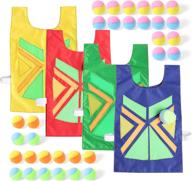 🏐 ultimate dodgeball tag game set with sticky vests - fun outdoor throwing target game for kids and adults (4 vest & 32 ball) - catch toss soft toy balls in red, blue, green, and yellow логотип