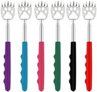 🐻 6-pack telescoping bear claw back scratchers - portable extendable backscratcher set with rubber handles in black, blue, green, purple, red, pink colors logo