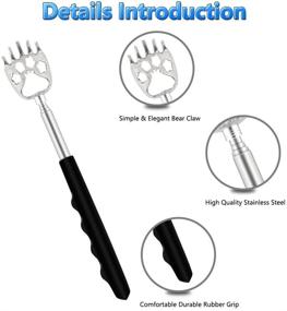 img 2 attached to 🐻 6-Pack Telescoping Bear Claw Back Scratchers - Portable Extendable Backscratcher Set with Rubber Handles in Black, Blue, Green, Purple, Red, Pink Colors