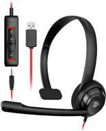 🎧 nubwo usb headset with microphone, noise cancelling & audio controls, over-the-head computer headphone for pc, super light, ultra comfort (black) логотип